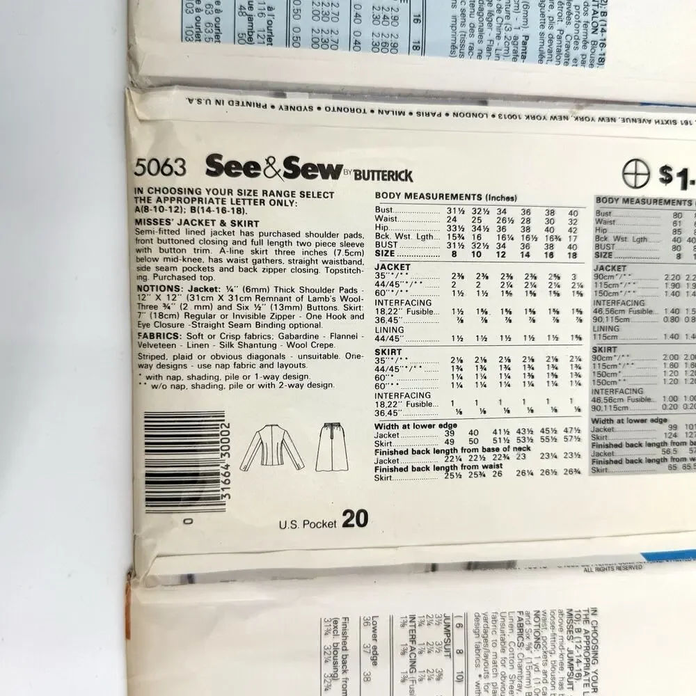 Vintage Lot of 7 Womens Clothing Sewing Patterns Size 8-12 Cut & Uncut 1980s